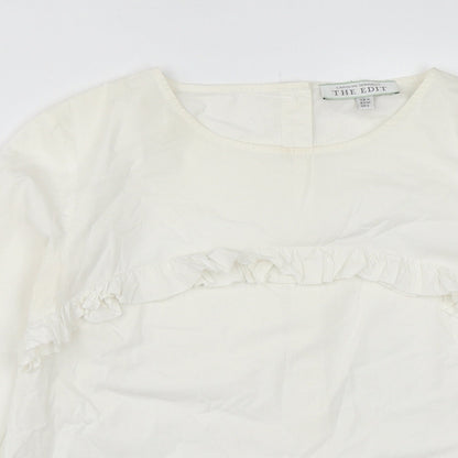 Carolyn Donnelly Womens White  Cotton Basic Blouse Size 12 Round Neck