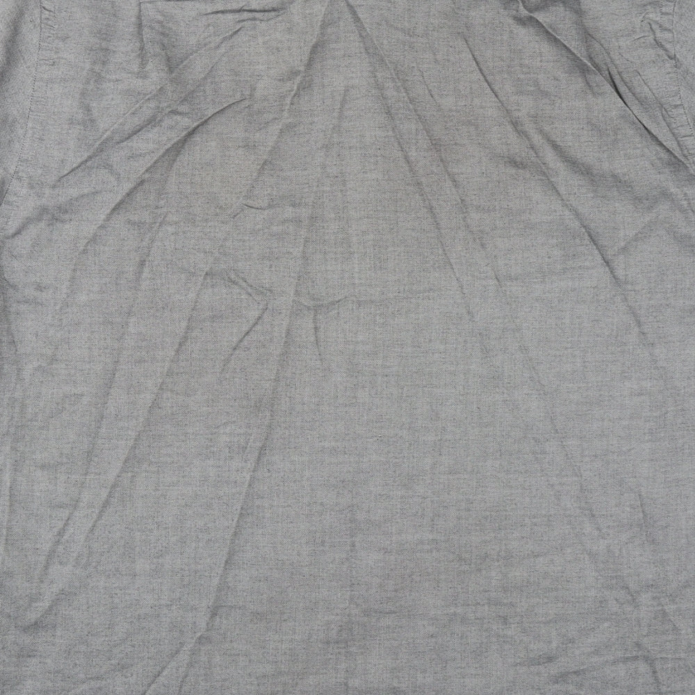 Mens UK Size 17 Cedar Wood State Grey  Button-Up Short Sleeve Casual Shirt