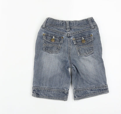 Okaidi Girls Blue  Cotton Bermuda Shorts Size 4 Years  Regular Zip