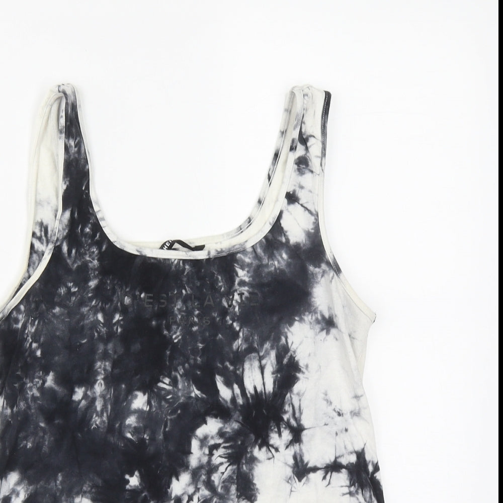 SheIn Womens Multicoloured Geometric Cotton Basic Tank Size S Round Neck - C'est la vie