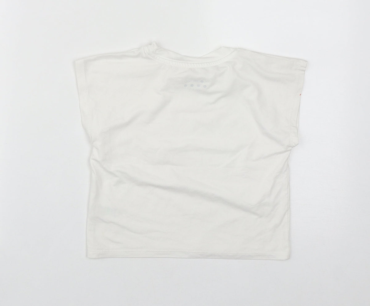 Matalan Girls White  Polyester Basic T-Shirt Size 6-7 Years Round Neck  - Unstoppable