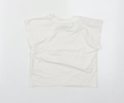 Matalan Girls White  Polyester Basic T-Shirt Size 6-7 Years Round Neck  - Unstoppable