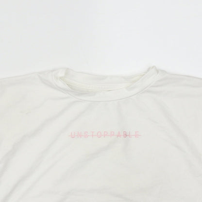 Matalan Girls White  Polyester Basic T-Shirt Size 6-7 Years Round Neck  - Unstoppable