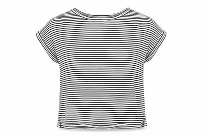 Heart & Hips Womens Multicoloured Striped Cotton Basic T-Shirt Size L Round Neck