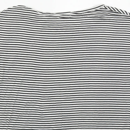 Heart & Hips Womens Multicoloured Striped Cotton Basic T-Shirt Size L Round Neck
