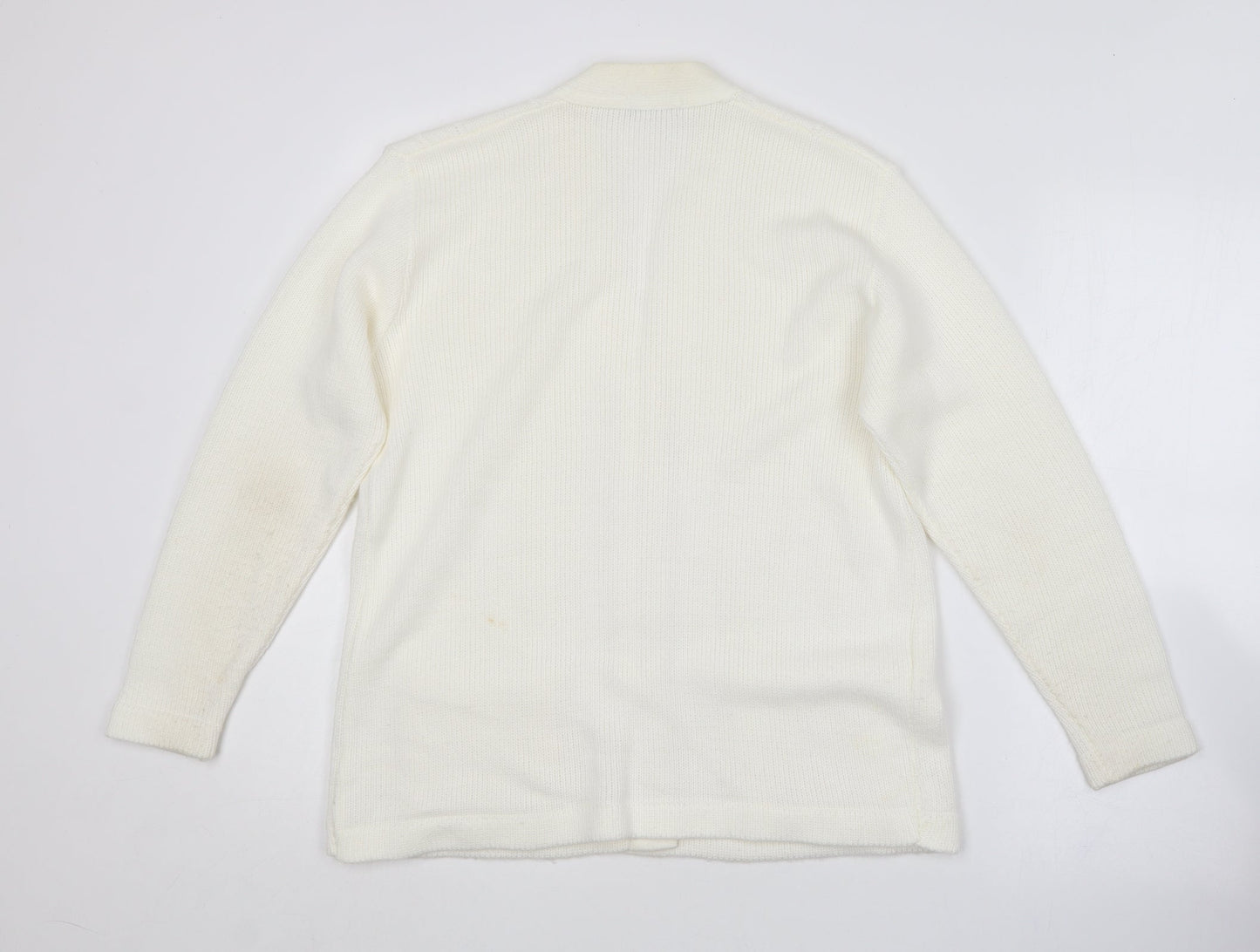 Lady ice Womens Ivory V-Neck  Acrylic Cardigan Jumper Size M   - Size M/L