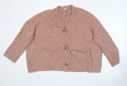 Womens UK Size M Pull&Bear Pink Cardigan Jumper