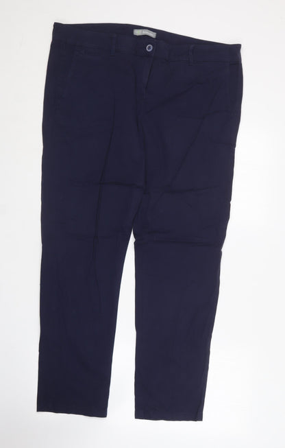Womens UK Size 16 Marks and Spencer Regular Fit Carrot Blue Trousers