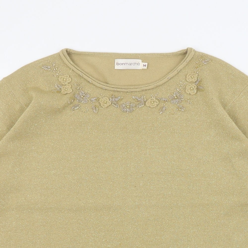 Womens UK Size M Bonmarche Gold Pullover Jumper