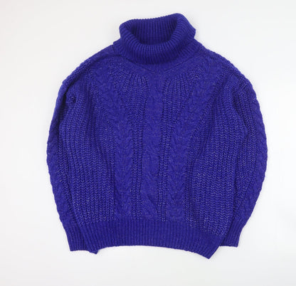 SheIn Womens Blue Roll Neck  Acrylic Pullover Jumper Size XL