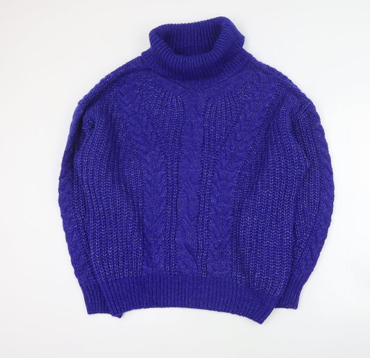 SheIn Womens Blue Roll Neck  Acrylic Pullover Jumper Size XL