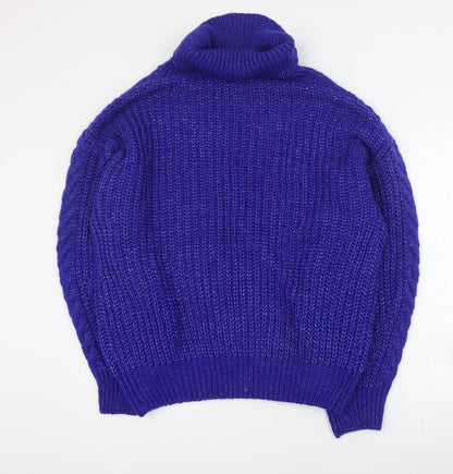 SheIn Womens Blue Roll Neck  Acrylic Pullover Jumper Size XL