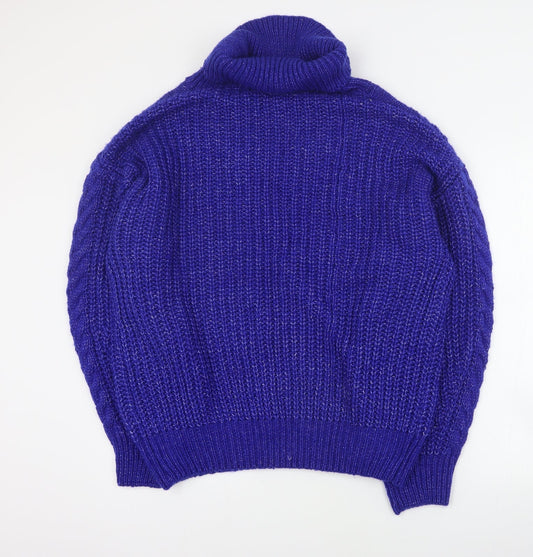 SheIn Womens Blue Roll Neck  Acrylic Pullover Jumper Size XL