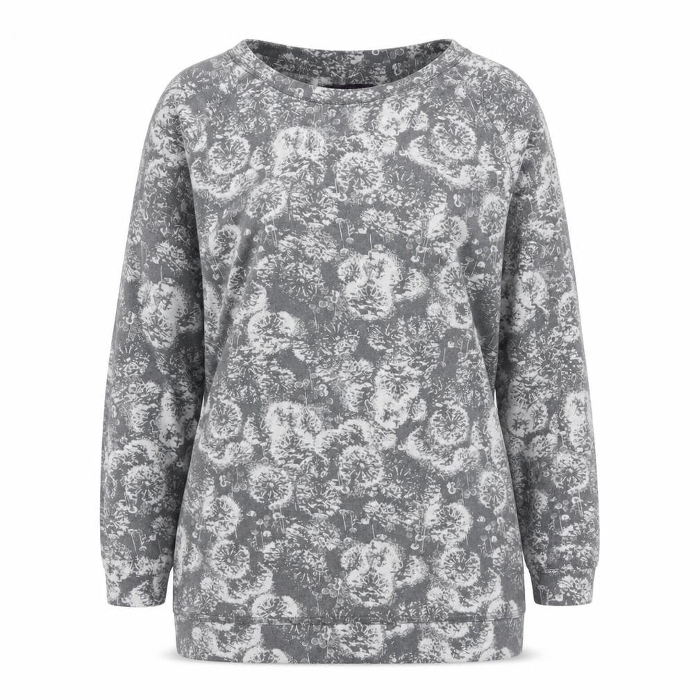 Marks and Spencer Womens Grey Round Neck Floral Polyester Pullover Jumper Size 10