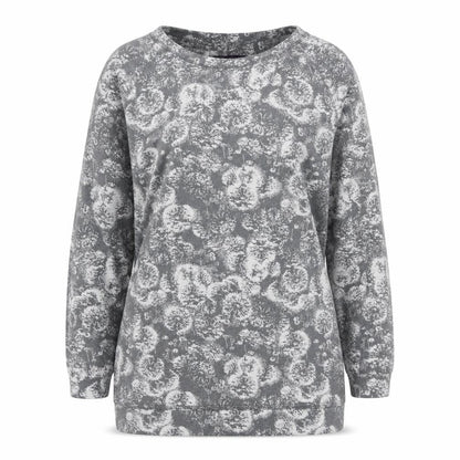 Marks and Spencer Womens Grey Round Neck Floral Polyester Pullover Jumper Size 10