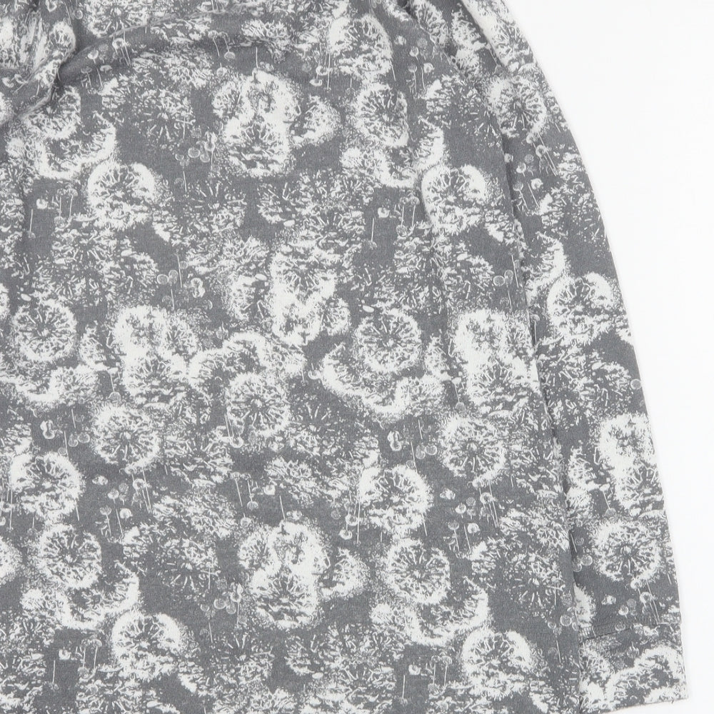 Marks and Spencer Womens Grey Round Neck Floral Polyester Pullover Jumper Size 10