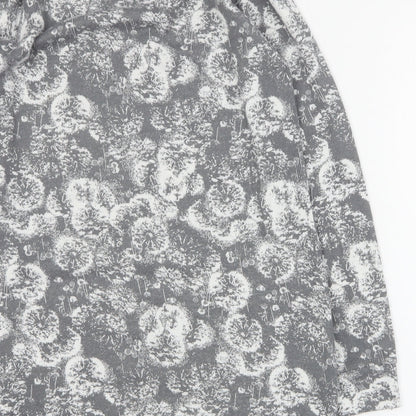 Marks and Spencer Womens Grey Round Neck Floral Polyester Pullover Jumper Size 10