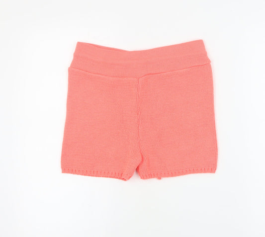 SheIn Womens Orange  Acrylic Paperbag Shorts Size M  Regular Drawstring