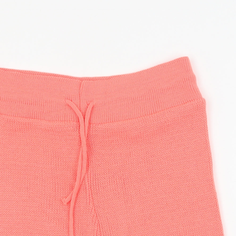 SheIn Womens Orange  Acrylic Paperbag Shorts Size M  Regular Drawstring