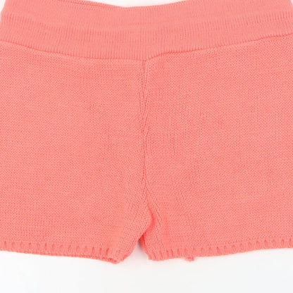 SheIn Womens Orange  Acrylic Paperbag Shorts Size M  Regular Drawstring