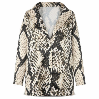 PRETTYLITTLETHING Womens Brown Animal Print Polyester Mini  Size 10  Collared Button - Blazer dress