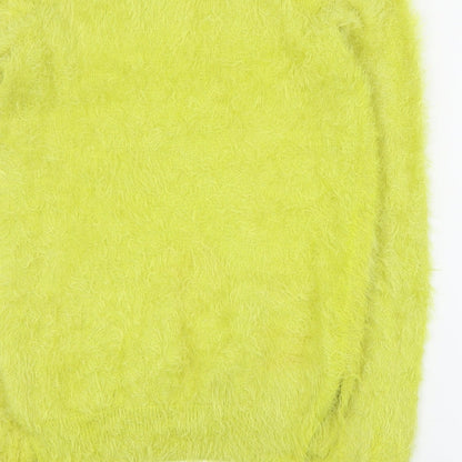 F&F Womens Green V-Neck  Nylon Pullover Jumper Size 14