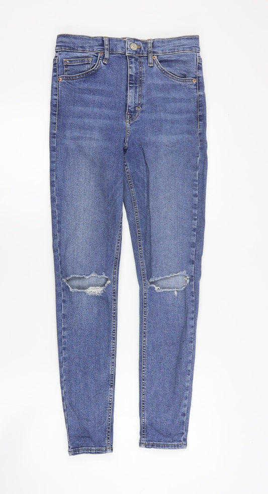 Topshop Womens Black  Cotton Skinny Jeans Size 28 in L28 in Regular Zip