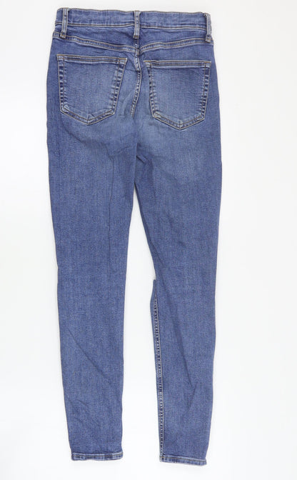 Topshop Womens Black  Cotton Skinny Jeans Size 28 in L28 in Regular Zip