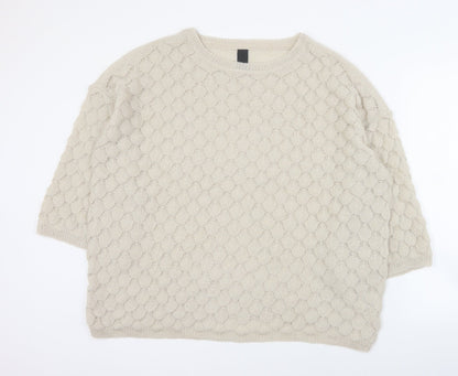 BC Womens Beige Round Neck  Acrylic Pullover Jumper Size 18