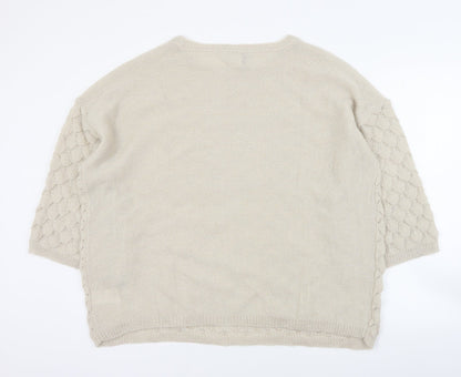BC Womens Beige Round Neck  Acrylic Pullover Jumper Size 18