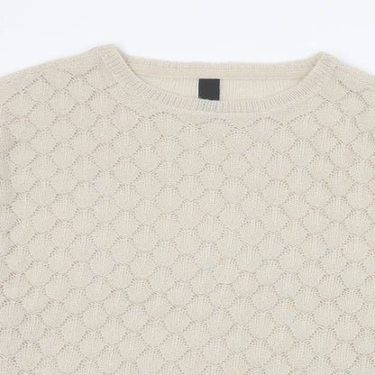 BC Womens Beige Round Neck  Acrylic Pullover Jumper Size 18