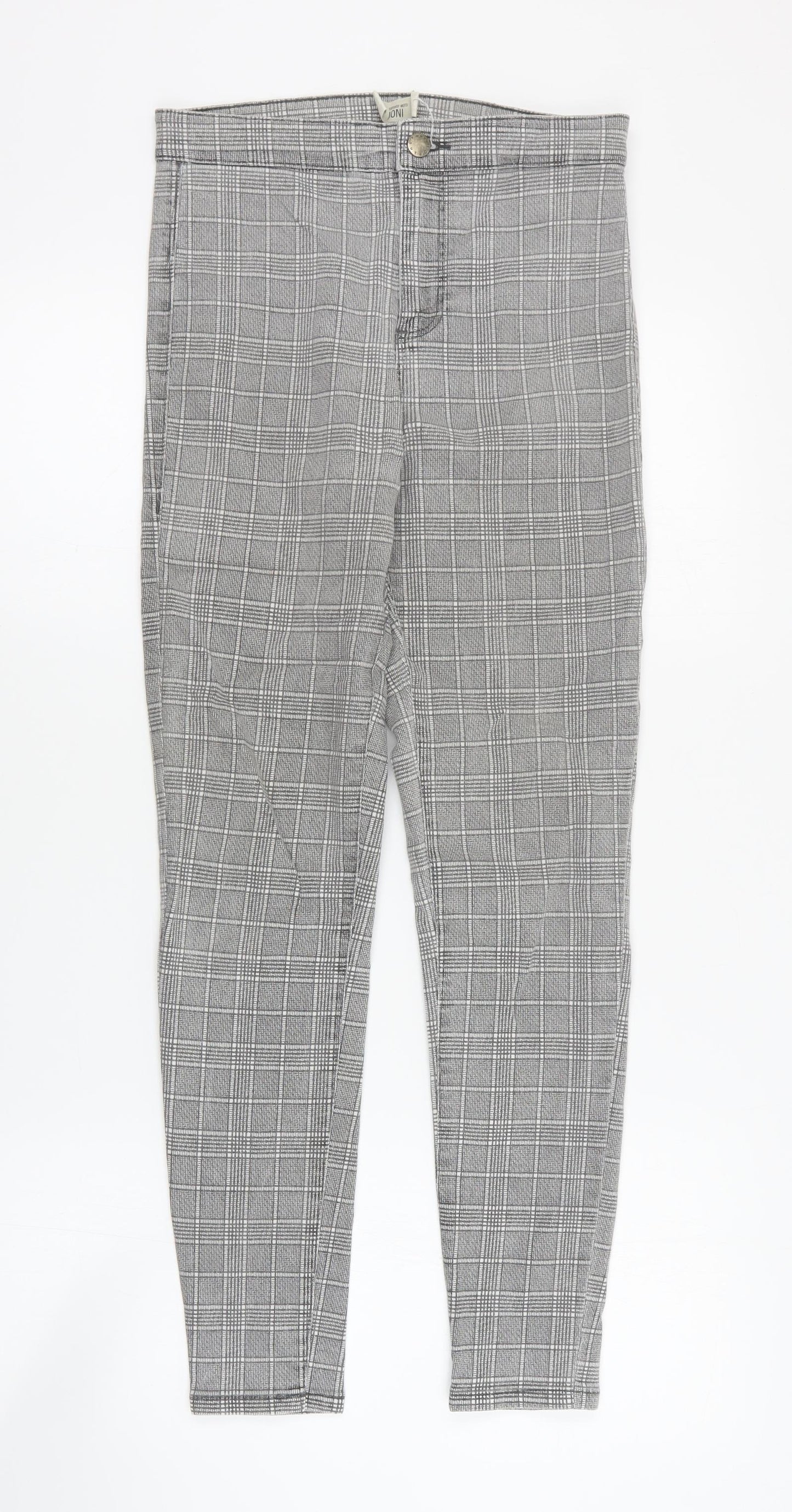Topshop Womens Grey Plaid Cotton Skinny Jeans Size 30 in L28 in Regular Zip
