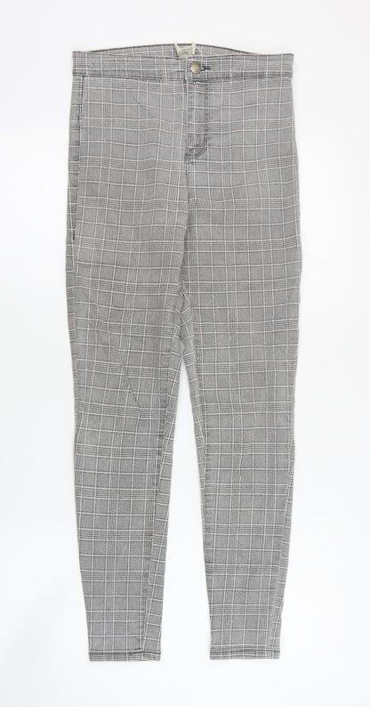 Topshop Womens Grey Plaid Cotton Skinny Jeans Size 30 in L28 in Regular Zip