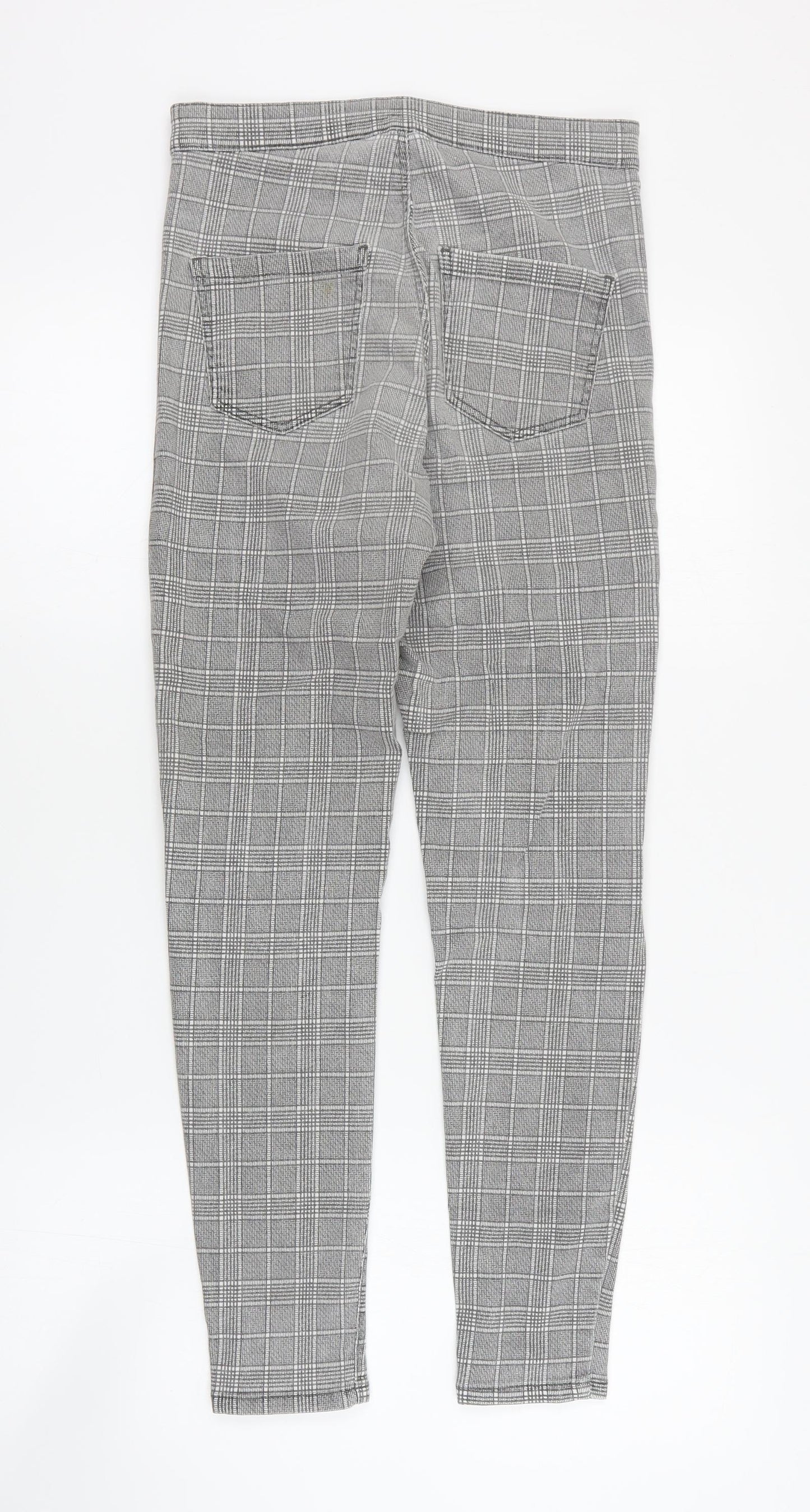 Topshop Womens Grey Plaid Cotton Skinny Jeans Size 30 in L28 in Regular Zip