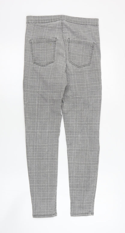 Topshop Womens Grey Plaid Cotton Skinny Jeans Size 30 in L28 in Regular Zip