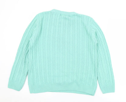 Pure & Natural Womens Green Crew Neck  Acrylic Pullover Jumper Size S   - S/M