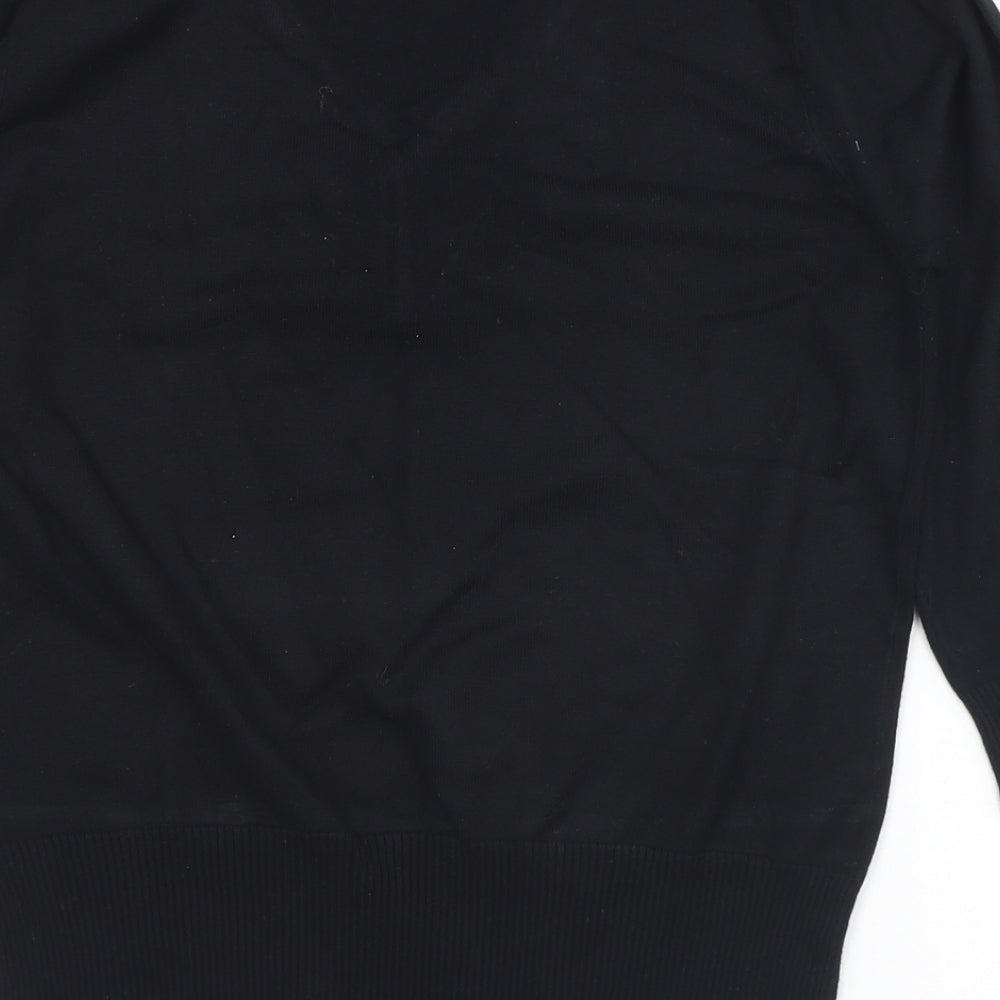 First Avenue Womens Black V-Neck  Viscose Pullover Jumper Size M