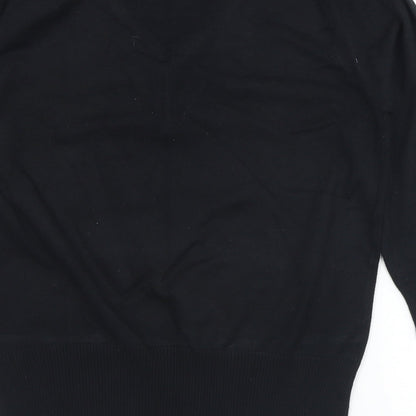 First Avenue Womens Black V-Neck  Viscose Pullover Jumper Size M