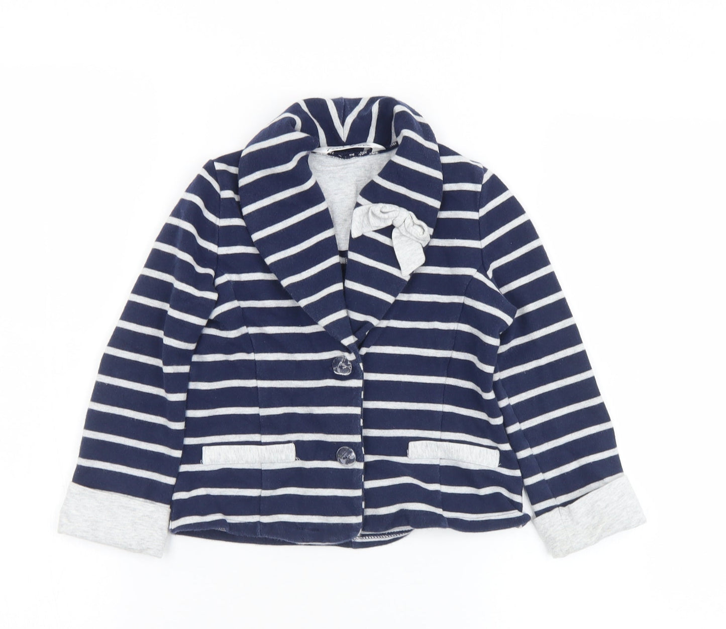 Matalan Girls Blue Striped  Jacket  Size 4-5 Years  Button