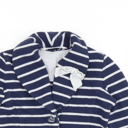 Matalan Girls Blue Striped  Jacket  Size 4-5 Years  Button