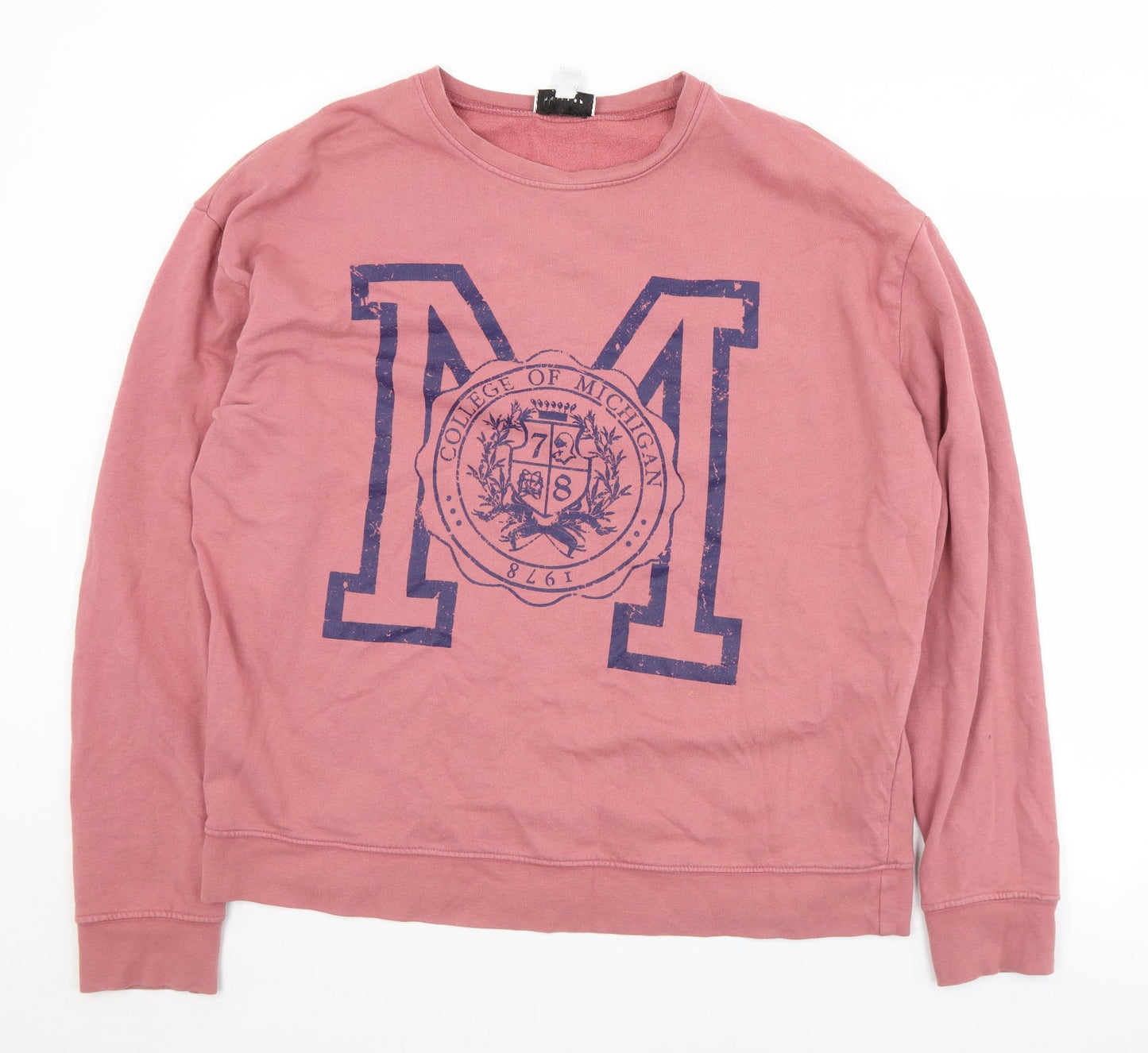 Topshop Womens Pink  Cotton Pullover Sweatshirt Size M   - Michigan