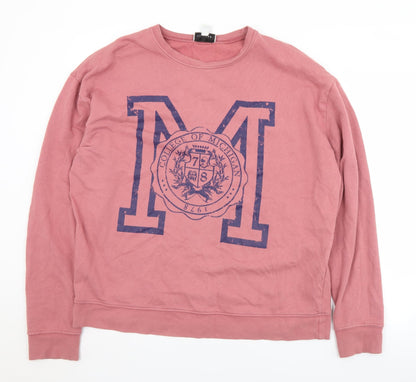 Topshop Womens Pink  Cotton Pullover Sweatshirt Size M   - Michigan