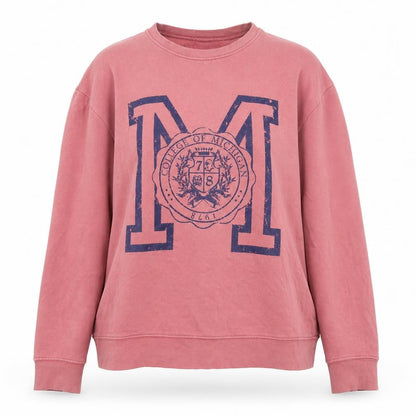 Topshop Womens Pink  Cotton Pullover Sweatshirt Size M   - Michigan
