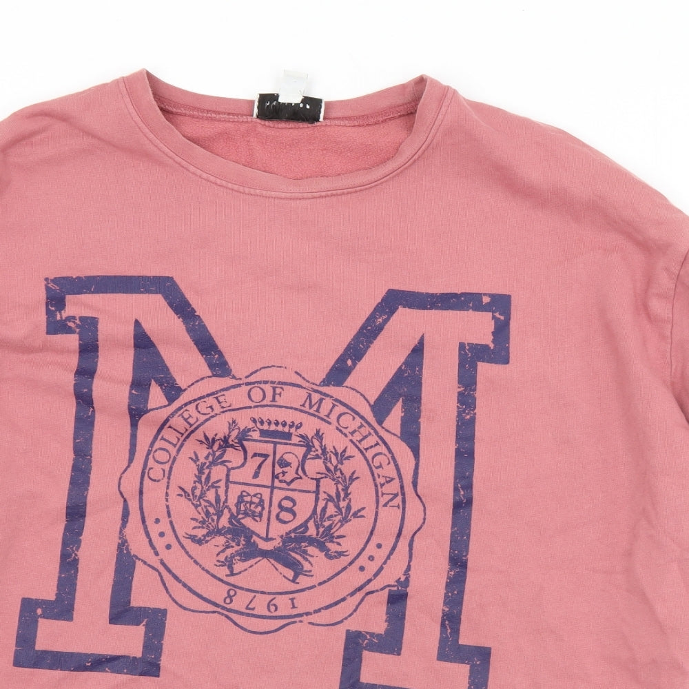 Topshop Womens Pink  Cotton Pullover Sweatshirt Size M   - Michigan