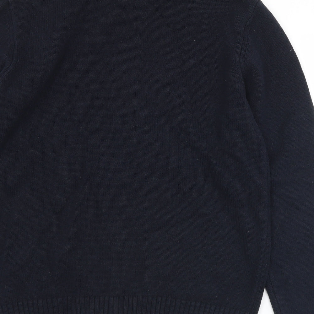 Matalan Mens Black Collared  Cotton Full Zip Jumper Size M