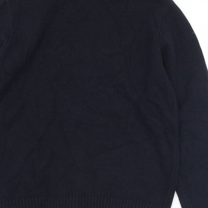 Matalan Mens Black Collared  Cotton Full Zip Jumper Size M