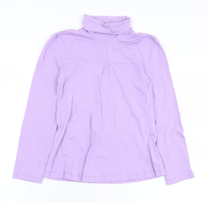 YFK Girls Purple  Cotton Basic T-Shirt Size 10 Years Roll Neck