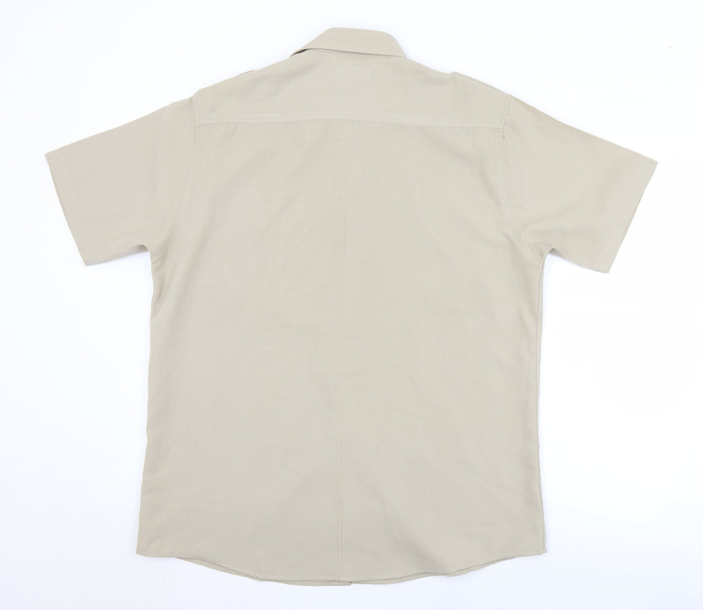 Mens UK Size M Lincoln Brown  Button-Up Short Sleeve Casual Shirt