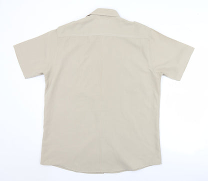 Mens UK Size M Lincoln Brown  Button-Up Short Sleeve Casual Shirt