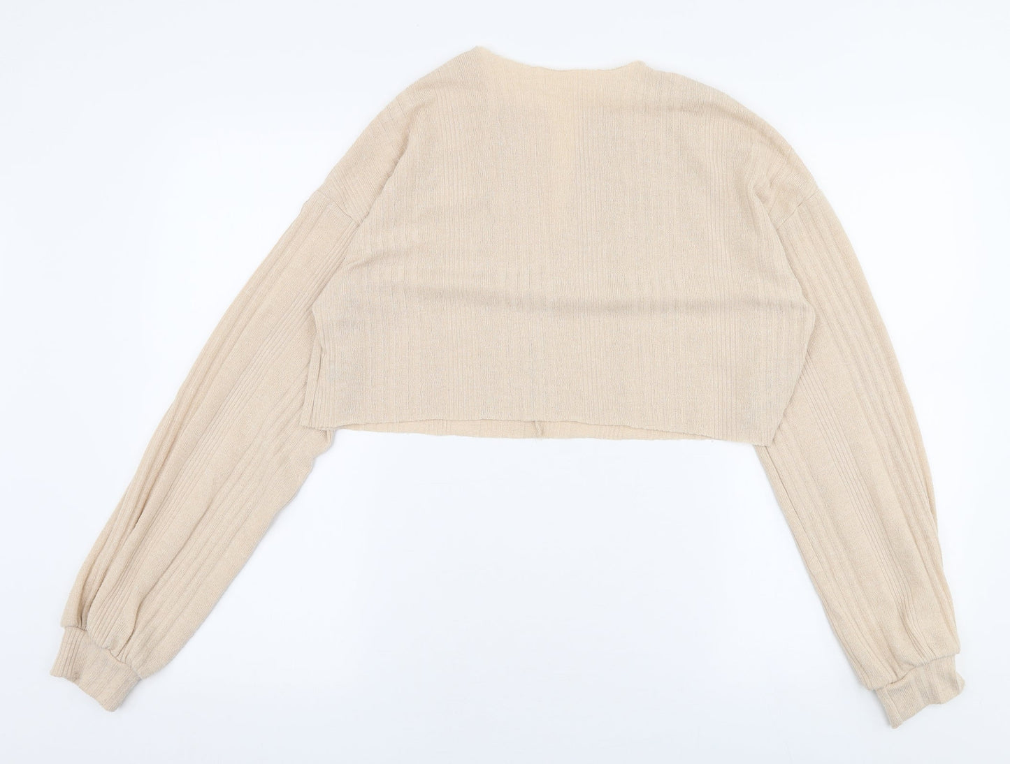 SheIn Womens Beige V-Neck  Polyester Pullover Jumper Size M